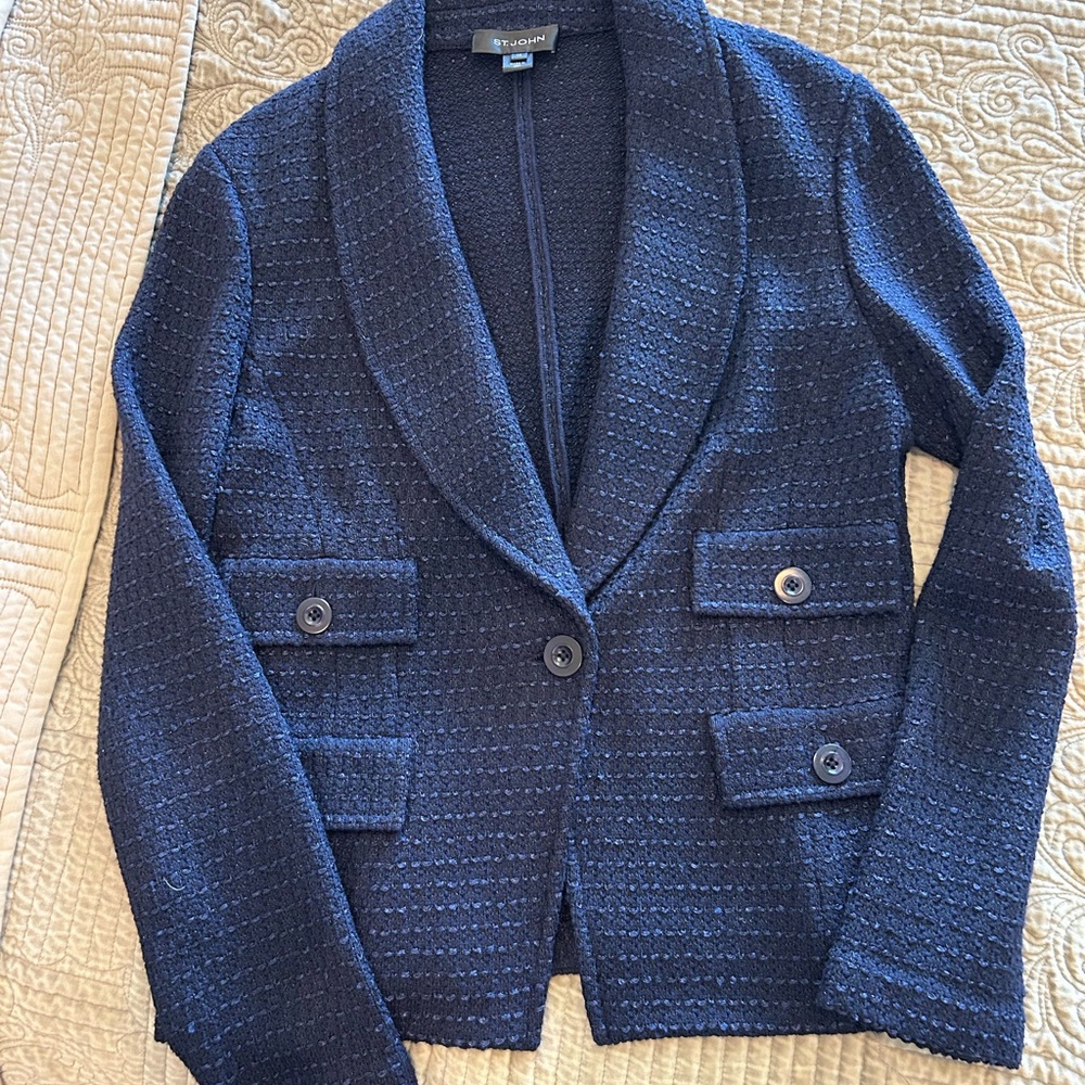 St. John Navy Textured Blazer